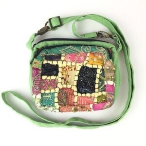 BLUE SKY Boho Mini Crossbody Bag Beads Sequin Embroidered Fairy Phoebe Buffay